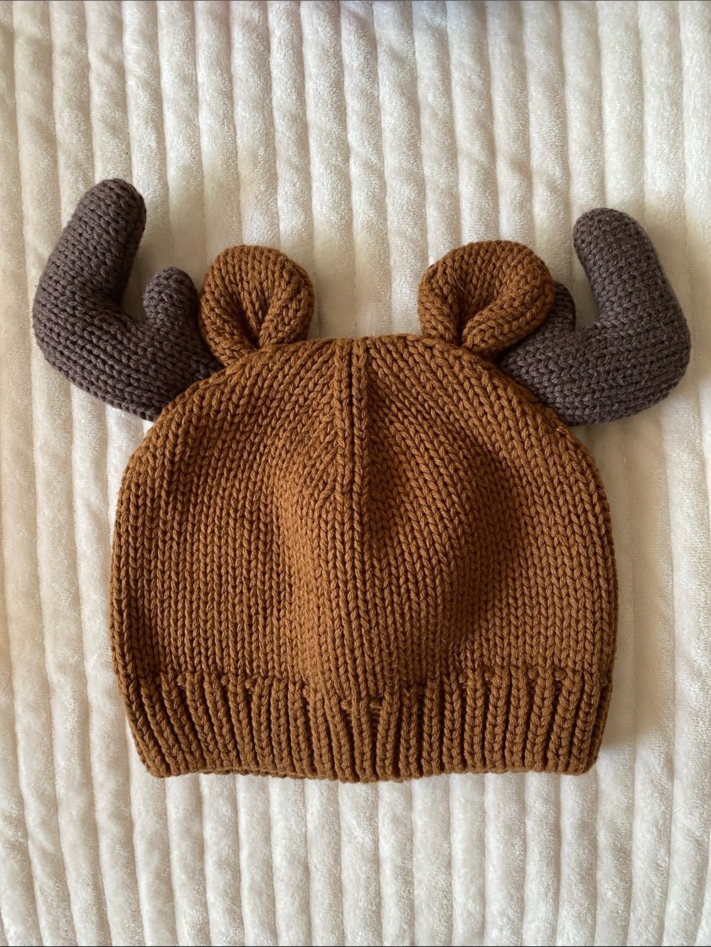 GAP Brown Knit Moose Antler Beanie with Dark Brown Antlers